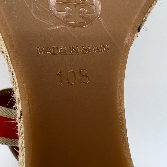 TORY BURCH WOMENS RED AND TAN WEDGE ADONIS WEDGE ESPADRILLES SIZE 10B - Picture 13 of 13